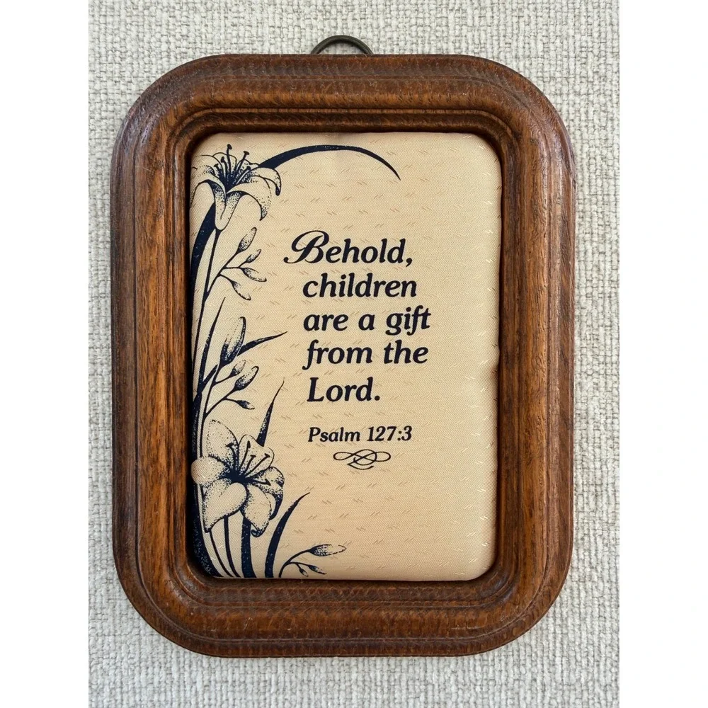 Vtg‎ Fish Enterprises Plaque Children Are A Gift From Lord Psalm 127 Wood Frame